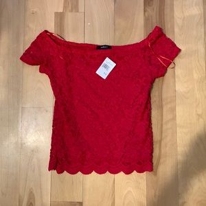 Ambiance red off the shoulder top, size medium